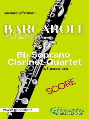 cover image of Barcarole-- Soprano Clarinet Quartet (score)